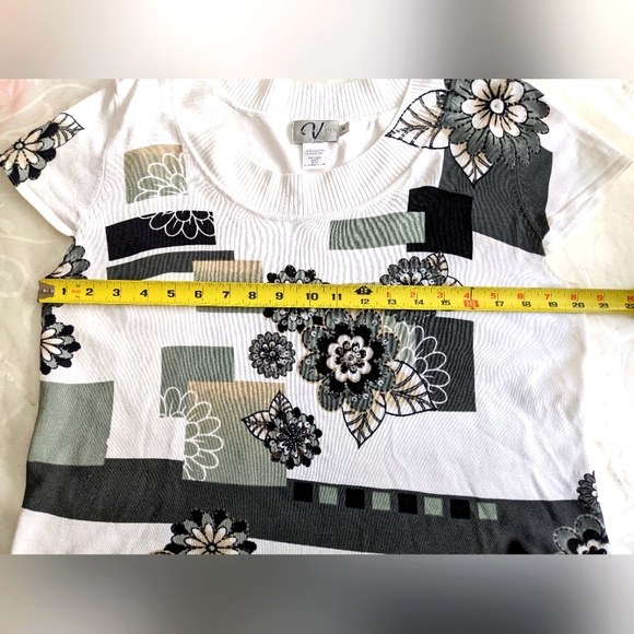 🆕 Retro Embellished Top Beads Sequins Gold Accents Short Sleeves, Varia - Picture 4 of 14